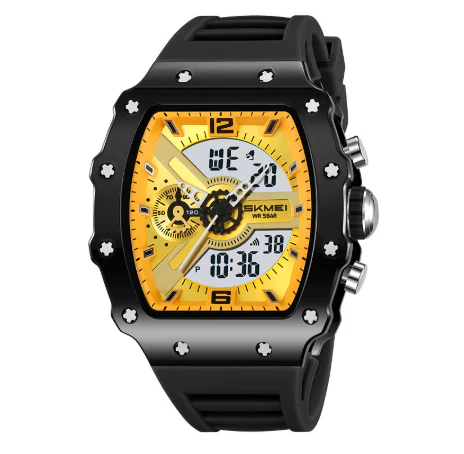 Skmei 2398 Multifunctional Dual Displays Stylish Barrel-shaped Case watch for Men - Image 5