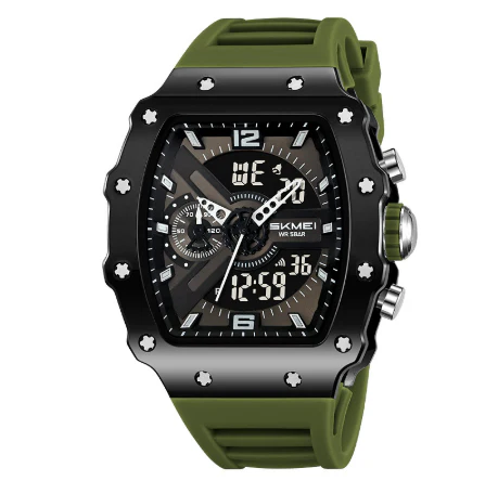 Skmei 2398 Multifunctional Dual Displays Stylish Barrel-shaped Case watch for Men - Image 6