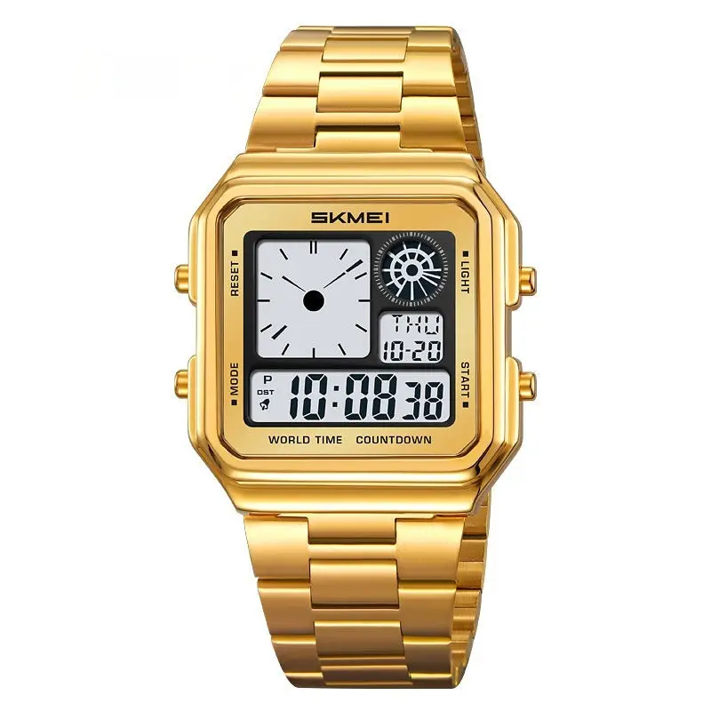 Skmei 2451 Square Steel-band Waterproof Alarm Clock Digital watch for Men - Image 2