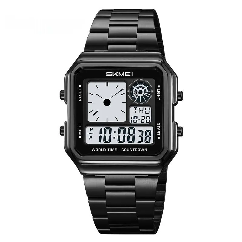 Skmei 2451 Square Steel-band Waterproof Alarm Clock Digital watch for Men - Image 6