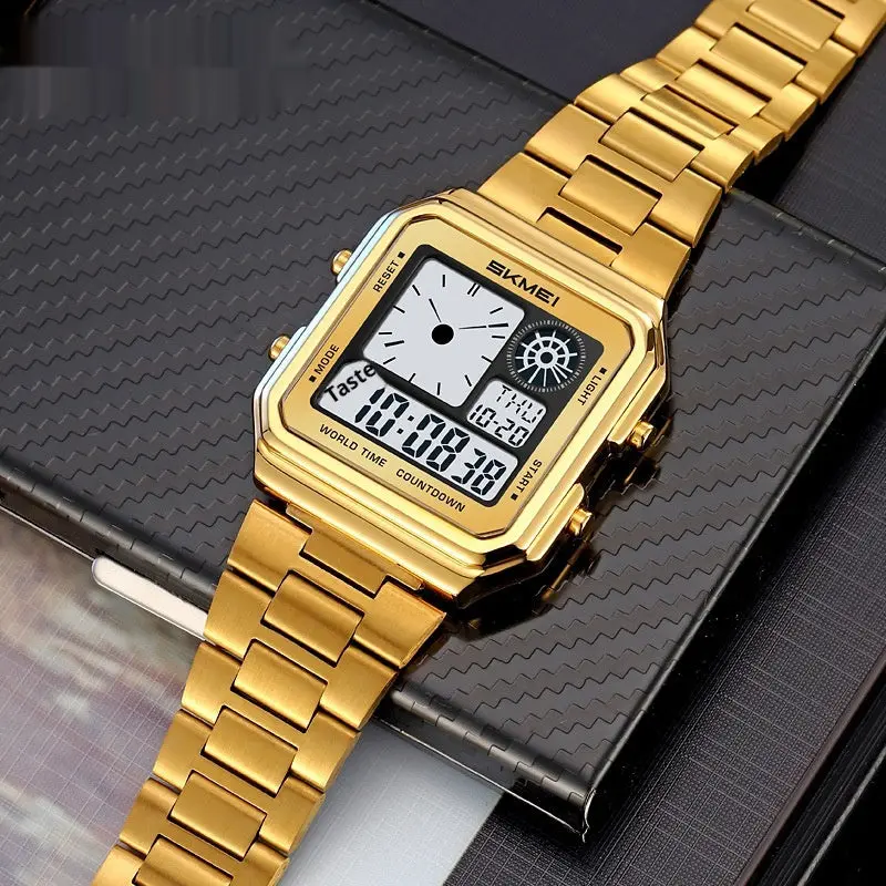 Skmei 2451 Square Steel-band Waterproof Alarm Clock Digital watch for Men - Image 8