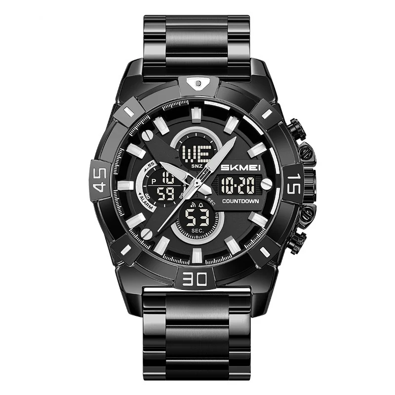 Skmei 2593 Analog Digital Countdown Alarm Sports Watch With A Steel Strap For Men - Image 4
