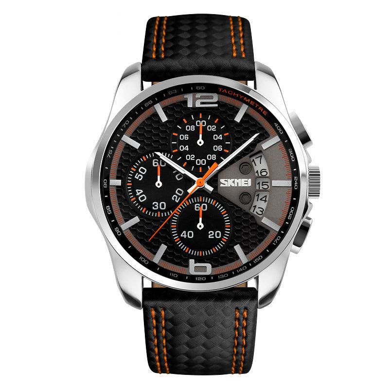 Skmei 9106  Original Leather quartz watch sports watch For Men - Image 3