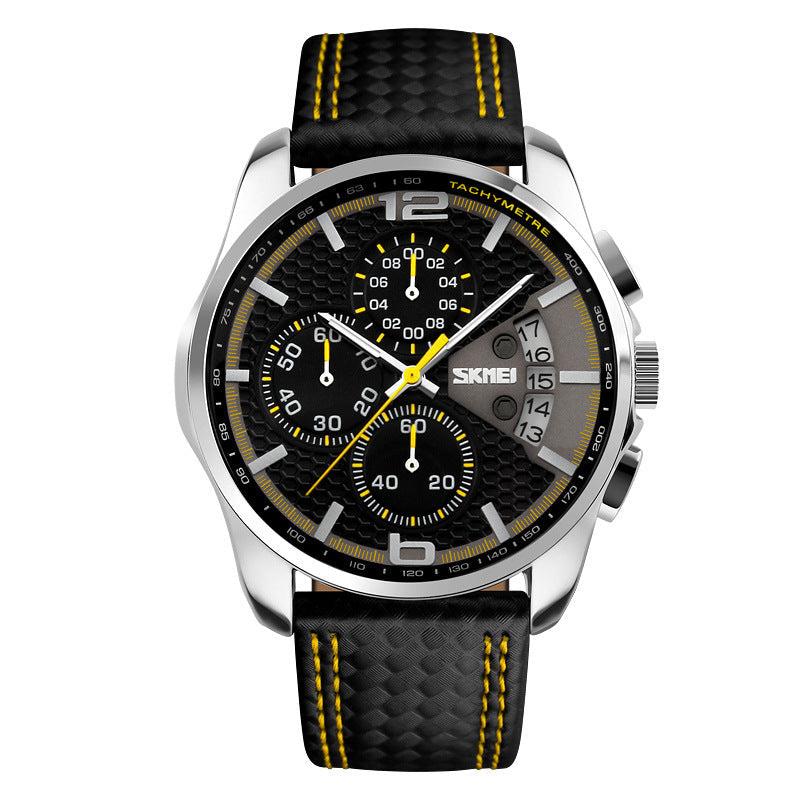 Skmei 9106  Original Leather quartz watch sports watch For Men - Image 5