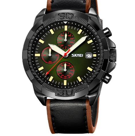 Skmei 9347 Belt Three Eyes And Six Needles Timing Quartz Wrist Watch For Men - Image 4