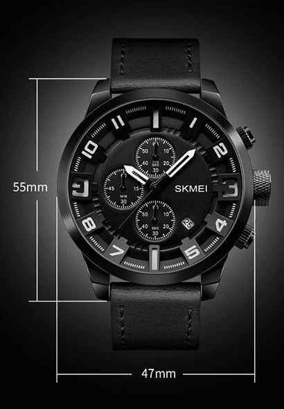 Skmei Chronograph Genuine Leather Quartz watch For Men 1309 Original - Image 4