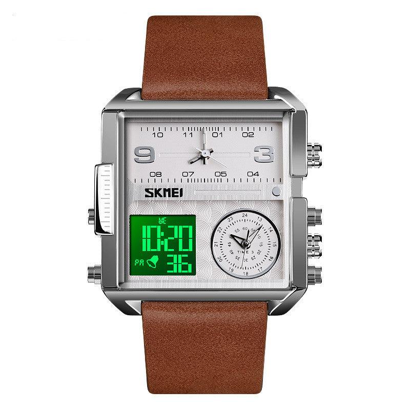 Skmei square 3 time Analog Digital 41mm dial watch for Men 1584 Original - Image 11
