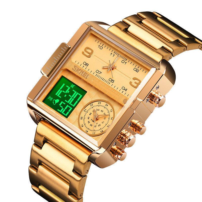 Skmei square 3 time Analog Digital 41mm dial watch for Men 1584 Original - Image 12