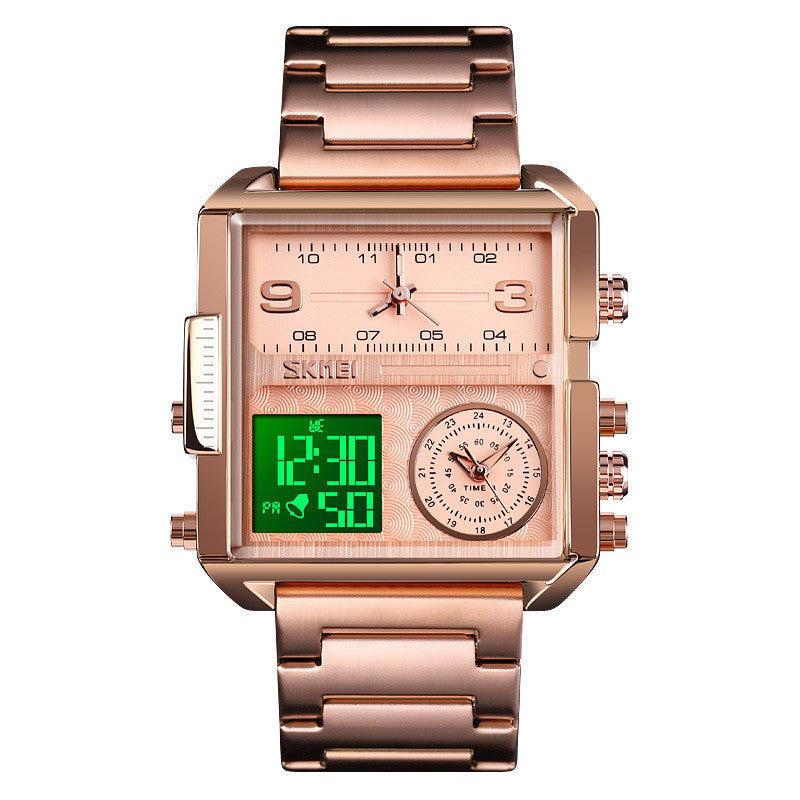 Skmei square 3 time Analog Digital 41mm dial watch for Men 1584 Original - Image 13
