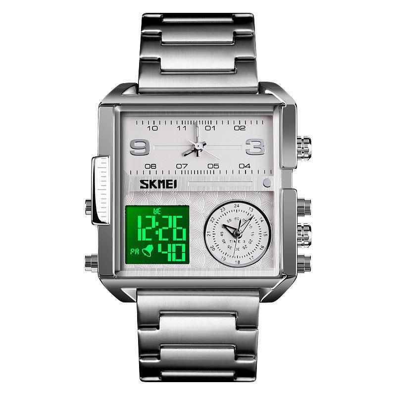 Skmei square 3 time Analog Digital 41mm dial watch for Men 1584 Original - Image 14