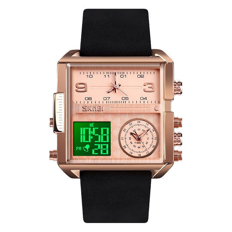 Skmei square 3 time Analog Digital 41mm dial watch for Men 1584 Original - Image 5