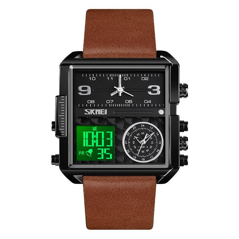 Skmei square 3 time Analog Digital 41mm dial watch for Men 1584 Original - Image 9