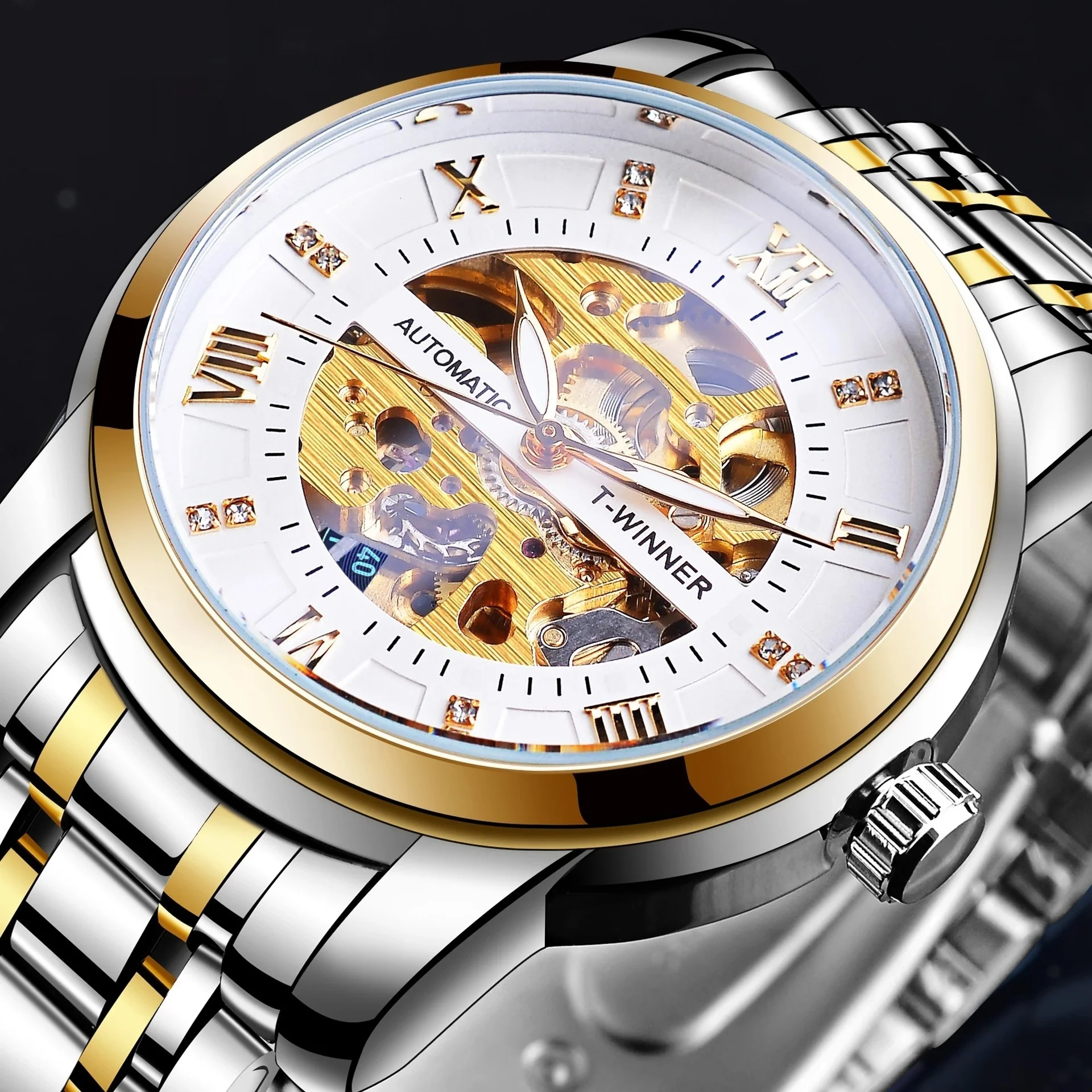 T-Winner Men's Fashion Hollowed-out Waterproof Mechanical Watch for Men GMT1193-7 - Image 5