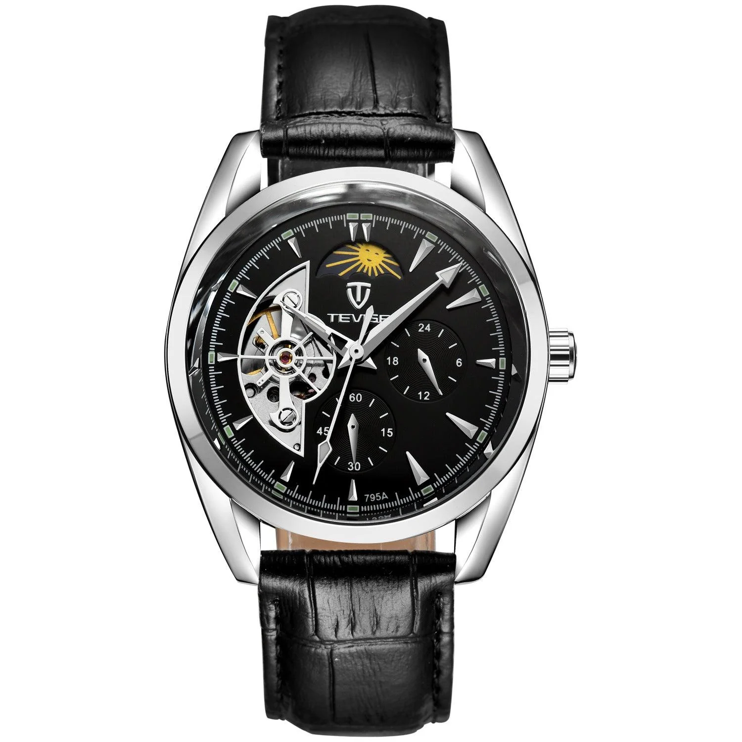 TEVISE Moon Phase Chronograph Automatic Mechanical Wrist Watch For Men 795A - Image 3