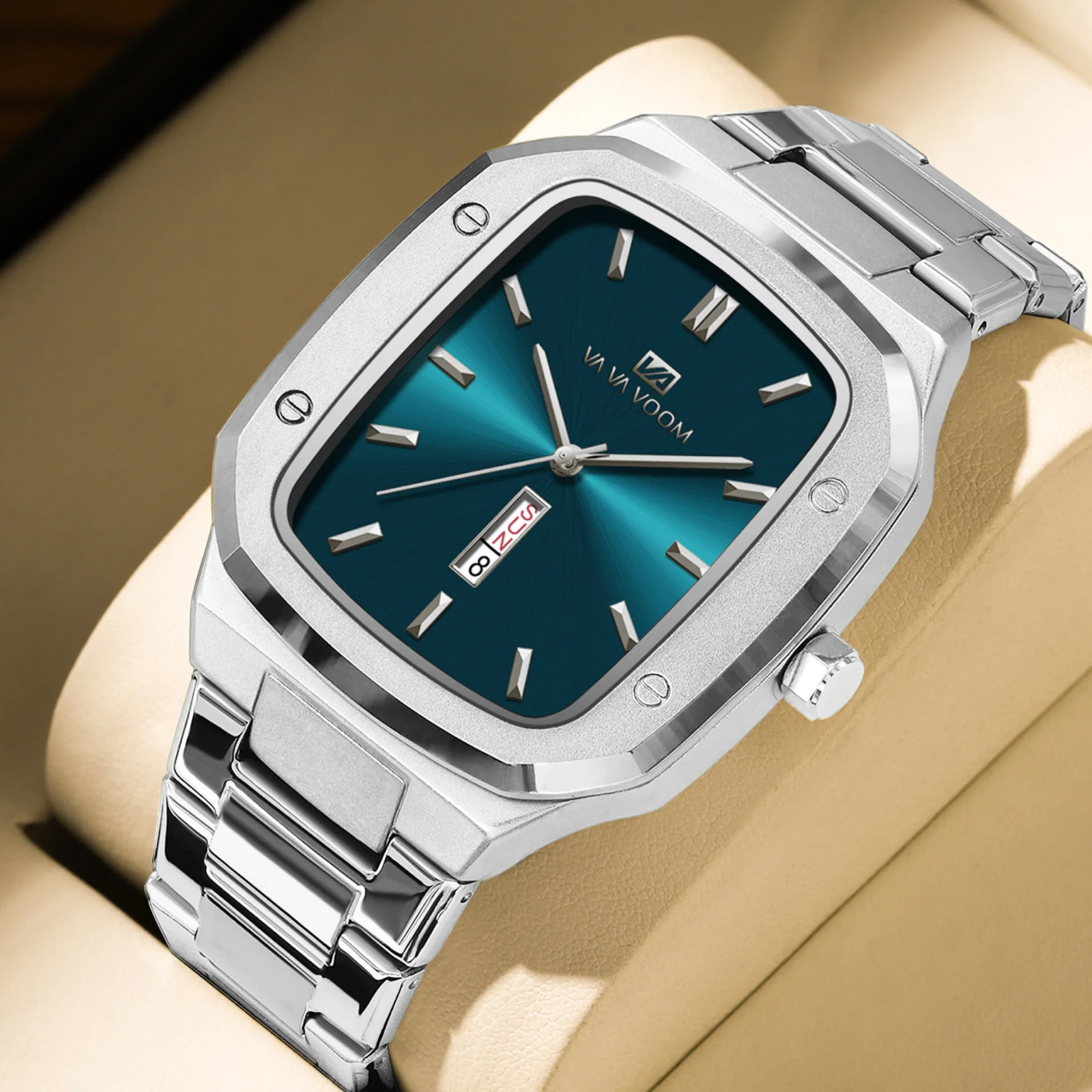 VA VA Voom 2831 Business Octagonal Creative Dual-Date Steel-Strap Quartz watch for men - Image 3