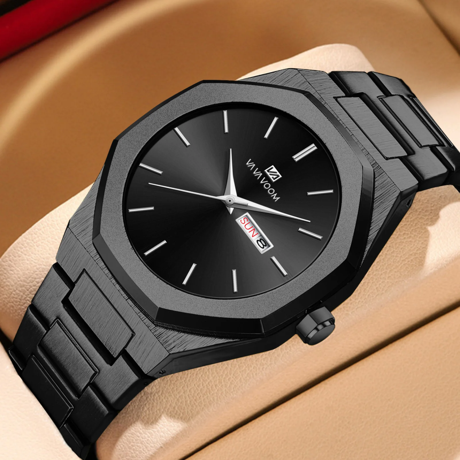 VA VA VOOM 2931 Octagonal Calendar Quartz Watch for Men - Image 5