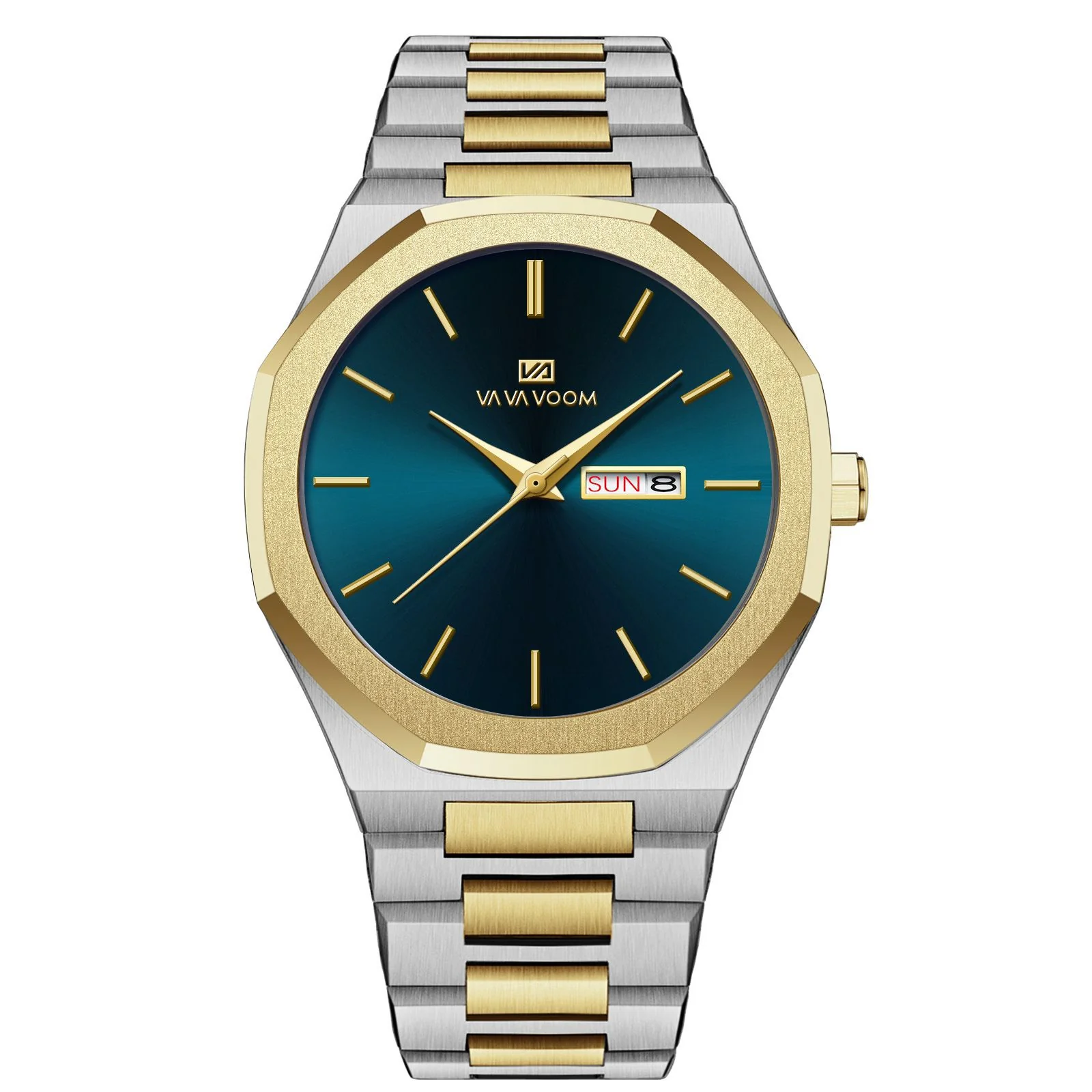 VA VA VOOM 2931 Octagonal Calendar Quartz Watch for Men - Image 8