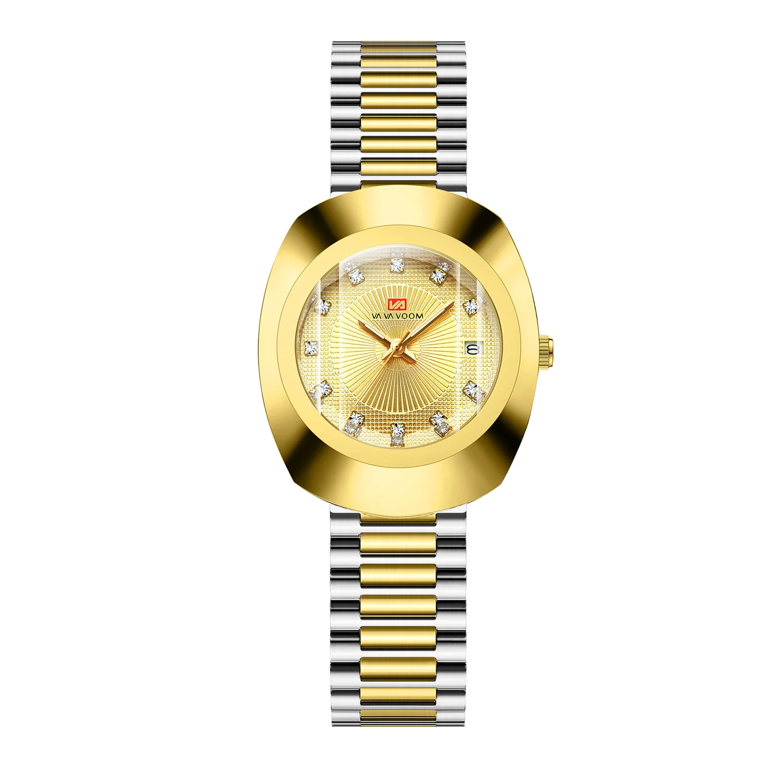 Va Va Voom Couple Quartz Watch Yellow Gold Diamond Waterproof Steel Belt Watch - Image 17