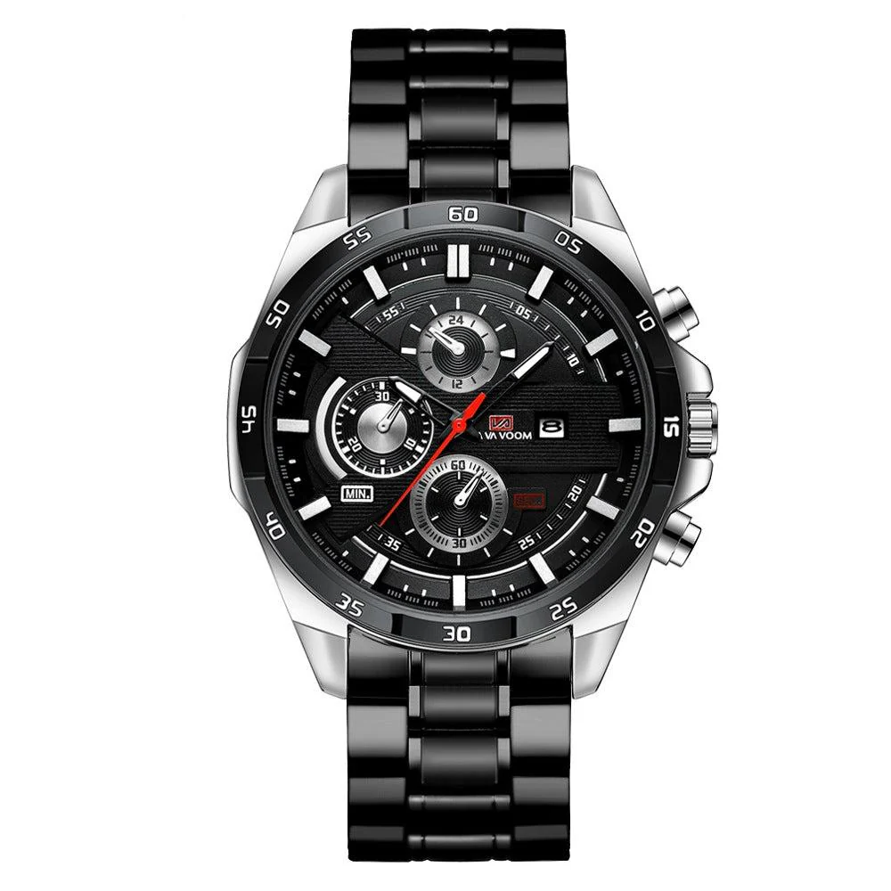 VA VA VOOM Va-216 Leather and Steel Strap Chronograph watch For Men - Image 8